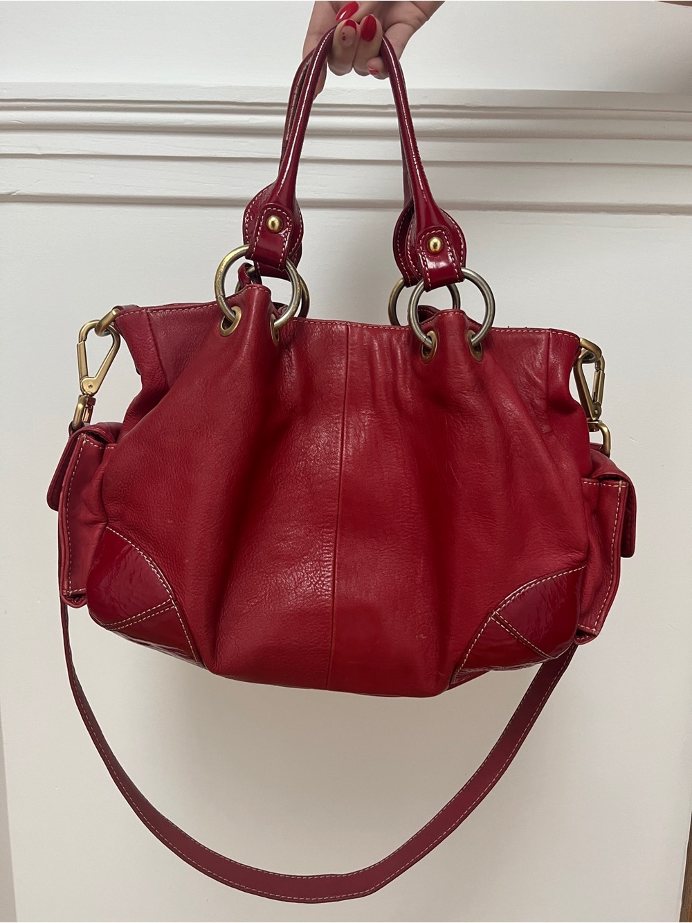 Red Leather Shoulder Bag